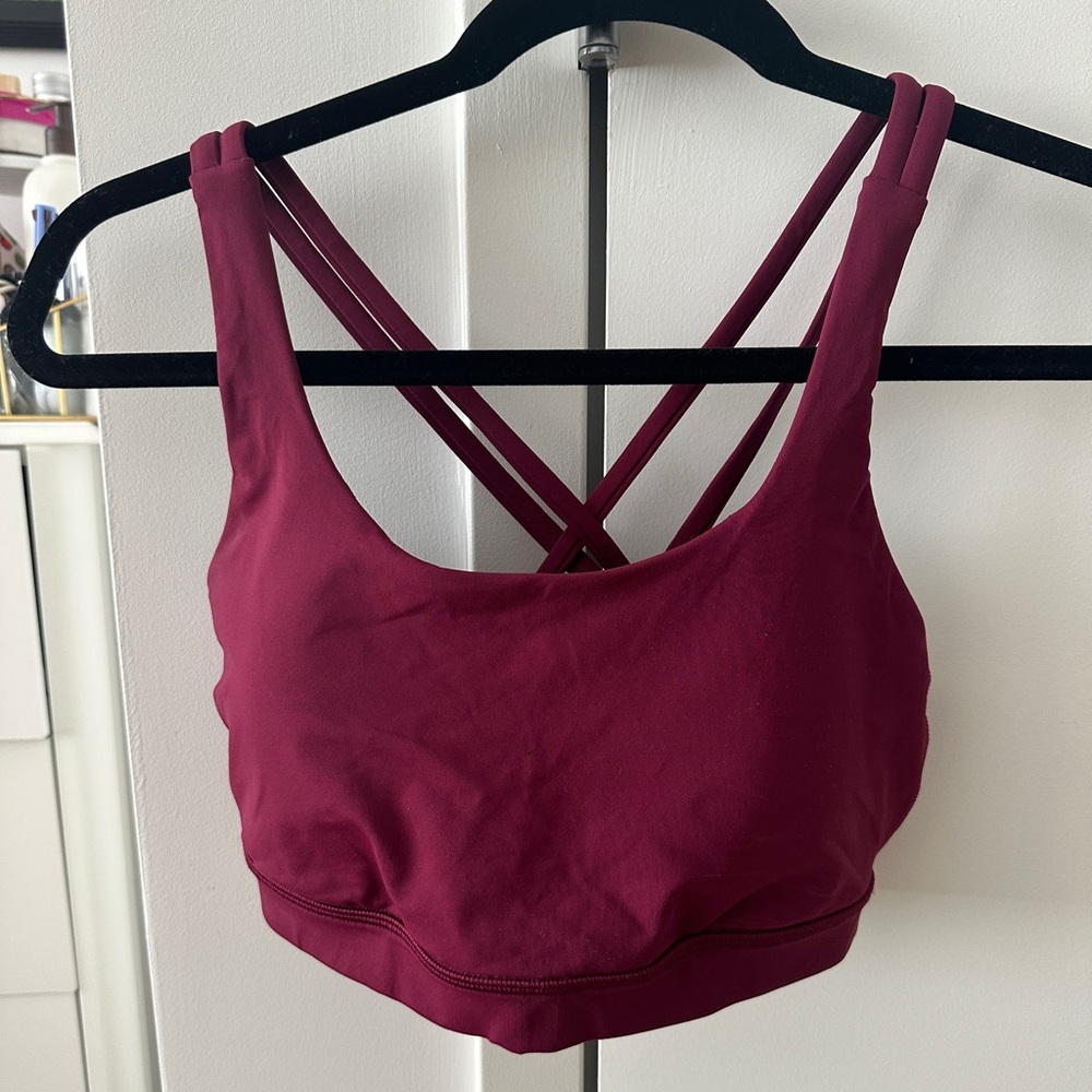 Lululemon Energy Bra, Medium Support, Size 8, Deep Luxe.